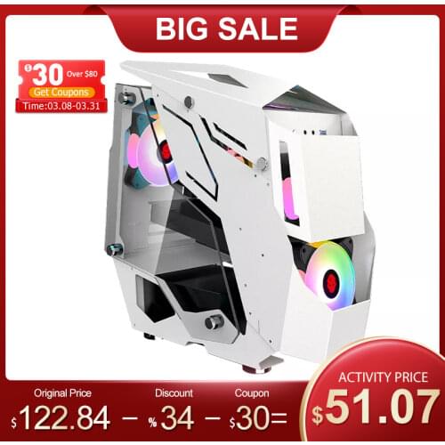 Monster ATX Gaming Computer Case Desktop Water Cooled Full Side Penetration With Tempered glass Special Case Support M-ATX/ ITX