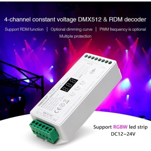 4 CH DMX512 Decoder Support RDM Function CV LED Controller 12V 24V Compatible with Master Remote Control PWM For RGBW Led Strip