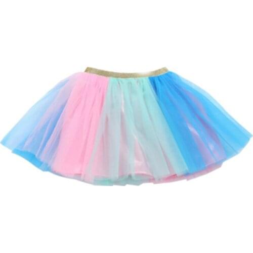 Girls Children Tutu Skirt Baby Mini Pettiskirt Princess Party Dance Rainbow Tulle Derss With Mermaid Hairpin Necklace Suit