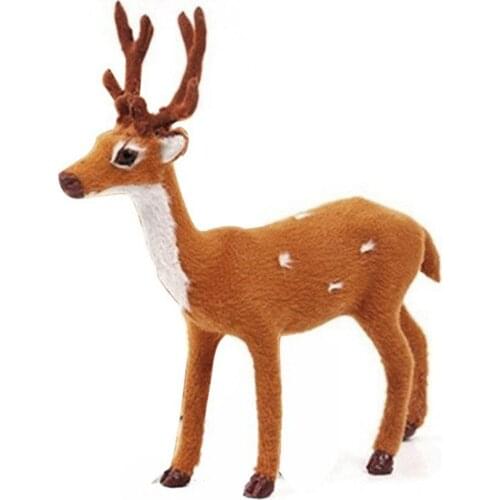 Simulation Christmas Reindeer Deer Table Ornaments Holiday Gifts New Year Decorations 2021 Velvet Elk Dolls Miniatures Props