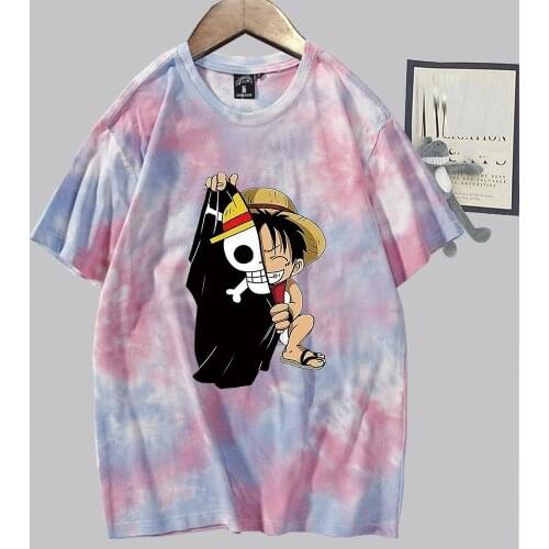 Kawaii Luffy Print Tshirt One Piece Anime Funny Tee Shirt Casual Short Sleeve Comics Harajuku Tops Summer T-shirt