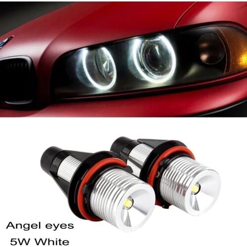 2Pcs 2*5W LED Angel Eye Halo Ring Marker Side Light White 6000K 12V White Aluminum Alloy For BMW E39 E53 E60 E61 E63 E64 E87