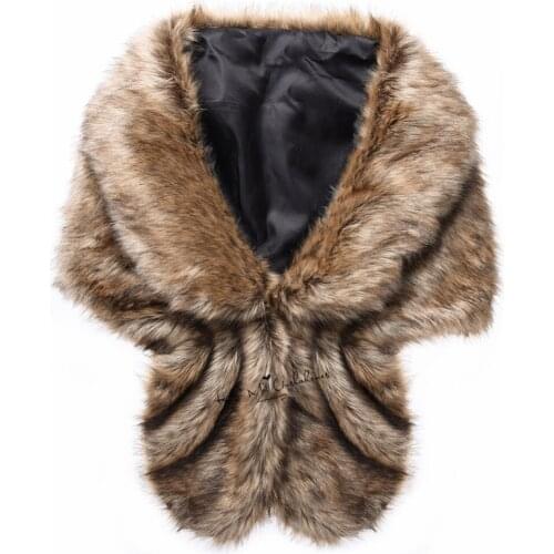 Brown White Winter Faux Fur Wrap Bridal Cape Warm Wedding Cloaks Wedding Accessories 2018 Shrug Shawl Stole Scarves Short