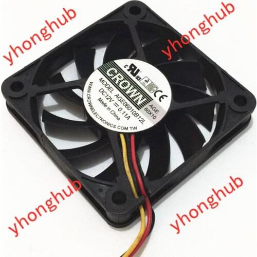 CROWN AGE06010B12L Server Cooling Fan DC 12V 0.11A 60x60x10mm 3-wire