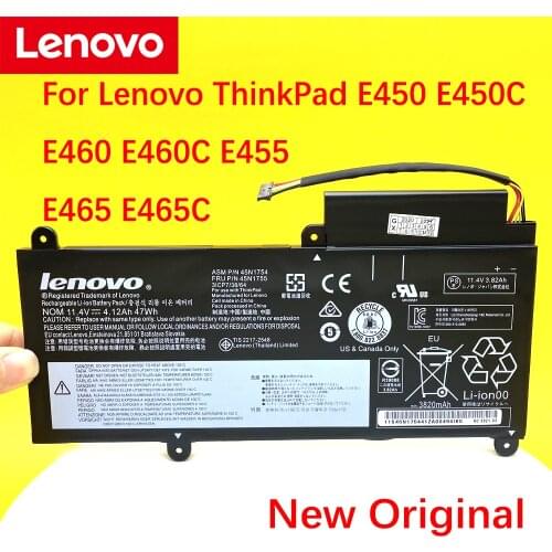 Lenovo Original E450 E450C E455 E460 E460C 45N1756 45N1757 Laptop Battery 47WH 45N1754 45N1755 New