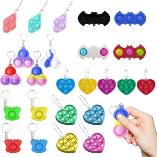 Mini Push Bubble Sensory Toy Key Chain Autism Needs Squishy Stress Reliever Toys Adult Child Funny Anti-stress Fidget