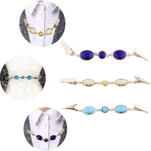 Trendy Retro Sweater Blouse Clip Plating Duckbill Buckle Clothing Decor Chain Cardigan Clip Clothing Decoration Brooch Pins 2021