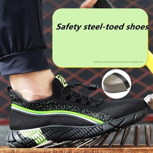 Breathable Light Safety Shoes Men Puncture-Proof Work Sneakers Male Indestructible Footwear Work Boots Steel Toe Shoes
