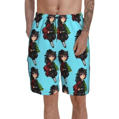 Giyuu Board Shorts Swimming Trunks Polyester Men Beach Pattern Swim Trunks