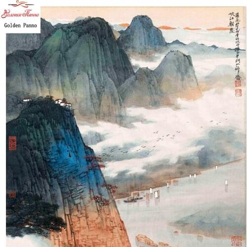 Golden Panno,Needlework,DIY DMC Cross stitch,Sets For Embroidery kit 14ct unprinted River Cross-Stitching,christmas gifts 1226