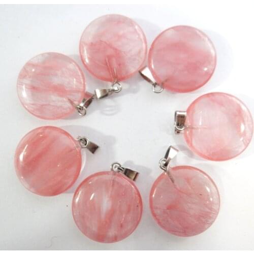 Natural stone Turquoises Quartz crystal lapis lazuli Round charms pendant for diy jewelry making necklace Accessories30PCS A8