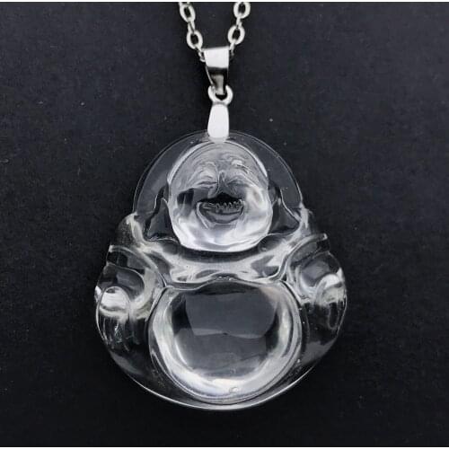 Natural Crystal Maitreya Buddha Pendant Sterling 925 Silver Gemstone Fine Jewelry for Woman Lady Wedding Party Gift