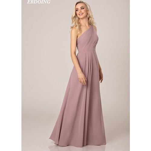 Newest Bridesmaid Dresses A-line With One Shoulder Sleeveless Robe De Soiree Floor-length Plus Sizes With For A Party