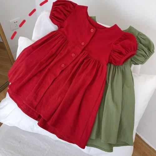 Baby Girl Dress Fashion Kids summer Clothes Princess Girls Dresses solid bohemian beach toddlers casual red blue