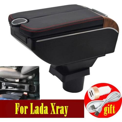 For Lada Xray armrest box Double doors open 7USB Centre Console Storage Box Arm Rest