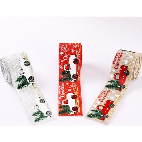 Ribbon Portable Eco-friendly Imitation Linen Christmas Printed Ribbon for Christmas