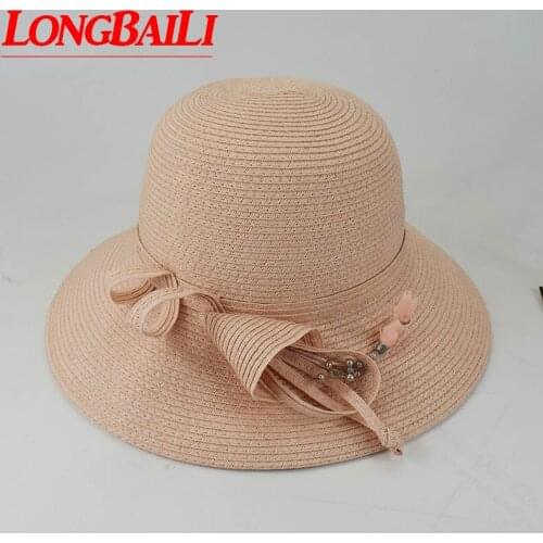 Summer Fashion Straw Hat For Women Wide Brim Bucket Sunbonnet Caps Female Free Shipping ELDS012