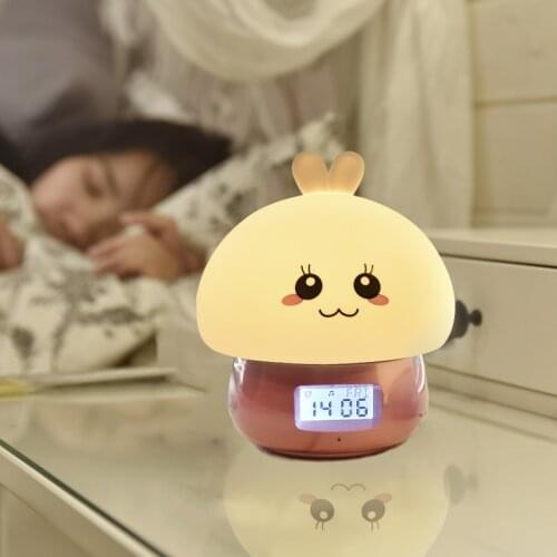 LED Night Light Alarm Clock Silicone Colors USB Charger Remote Cartoon Cute Table Lamp Light for Room Bedroom Home Light Decor