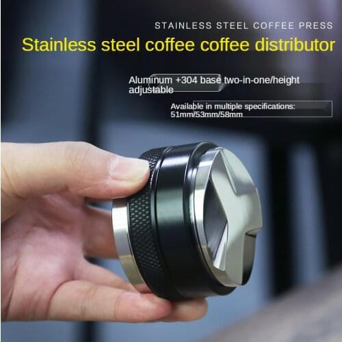51/53/58mm Coffee Tamper Adjustable 304 Stainless Steel Espresso Tamper Macaron Convex 3 Angled Slopes Base Distribution