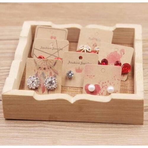 100pcs vintage kraft jewelry stud earring paper package tag card DIY handmade Dremacatcher/flower/romatic heart earring card
