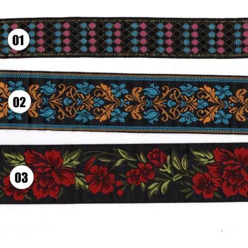 ZERZEEMOOY 2" 5cm 10yard/lot High quality Woven Jacquard Ribbon black background blue red flowers pattern MZZD20170328