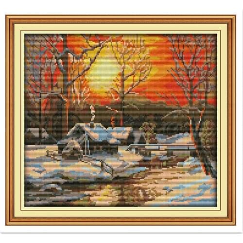 The Winter Morning 11CT Printed On Canvas Chinese Counted Cross Stitch Patterns Kits Rest Room Cross Stitch Home Decor Paintings