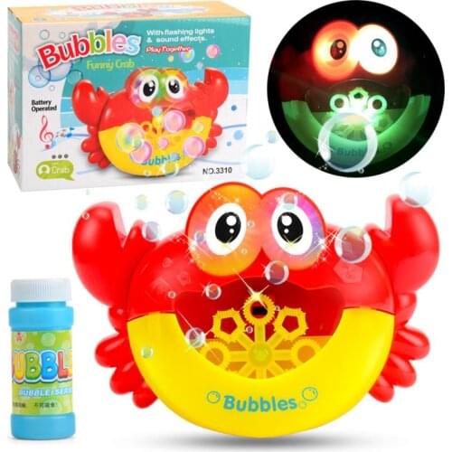 1pc Electric Crab Bubble Soap Machine Bathtub Bubble Outdoor Swimming Bubble Machine Maker Light Music Baby Bath Water Toy