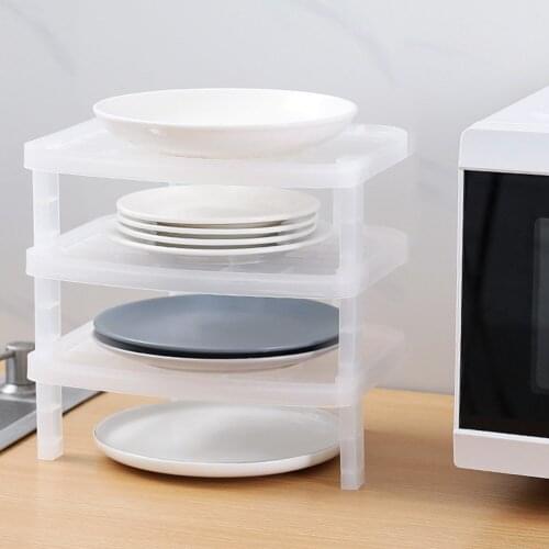 1pc Stackable Plate Organiser Shelf Storage Cupboard Pantry Stand Support Rack Kitchen Dish Holders Single Layer