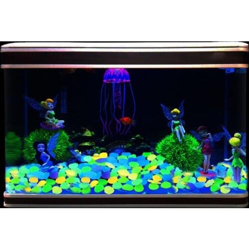 100Pcs Luminous Stones Fish Tank Decor Glow in the Dark Garden Pebbles Glow Stones Rocks Garden Path Patio Lawn Yard Decor