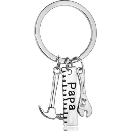 12PCs PAPA Keychain Gifts For Dad Fathers Day Appreciation Gifts Key Chains Birthday Daddy Thanksgiving Keyring Ruler Hammer
