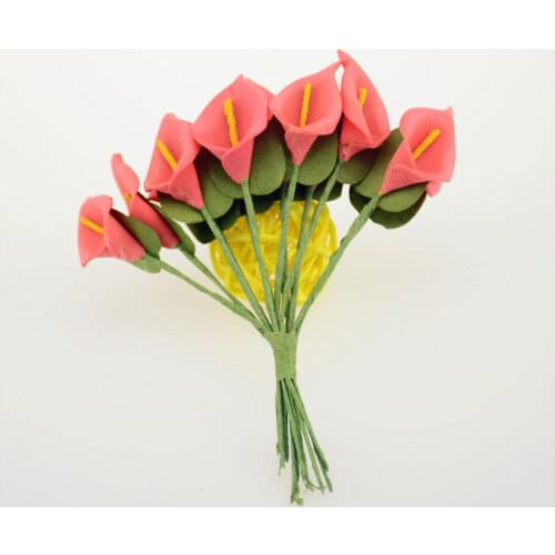 12PC/ Lot Colorful Mulberry Calla Lily Paper Flower Bouquet Scrapbooking Flower Simulation Flowers Home Office Decor Accessories