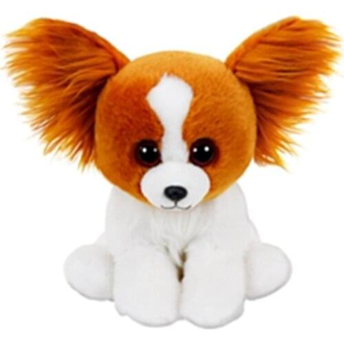 15cm Ty Big Eyes Stuffed Plush Toys Barks The Brown Dog Plush Animal Collectible Big Ears Fried Hairy Dog Doll Toy Birthday Gift