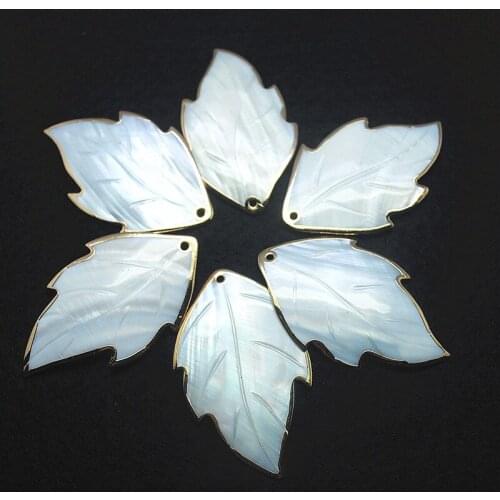 2pc nature shell pendants with golden plated around 65x40mm charms womens pendants white mother of pearls for pendants