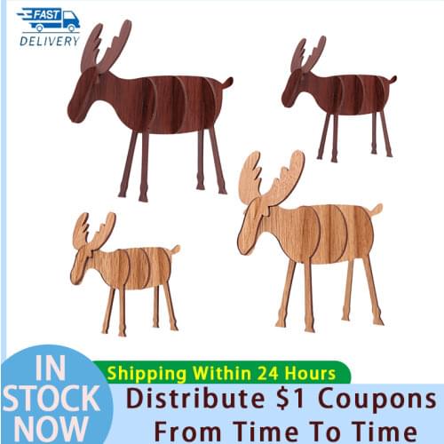 2021 Christmas DIY Elk Wood Decoration/Assembling XMAS Decorations/Wooden Pendants/Party Decorations/Office Desktop Decoration