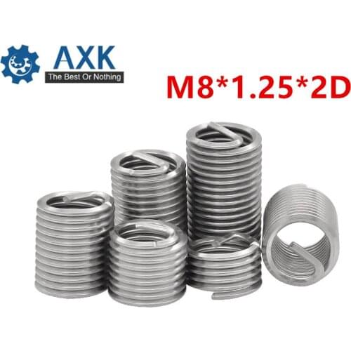50pcs M8*1.25*2D Wire Thread Insert Stainless Steel 304 Wire Screw Sleeve M8 Screw Bushing Helicoil Wire Thread Repair Inserts