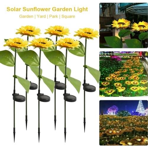 6Pcs Powered Sunflower Solar Home Garden Light Waterproof Yard Path Lamp Decoration Simulation Plug-In Light Underground Lamp