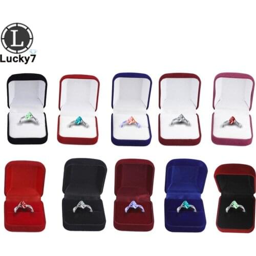 10 Color Engagement Velvet Ring Box Jewelry Display Storage Foldable Case For Wedding Ring Valentines Day Gift Organizer