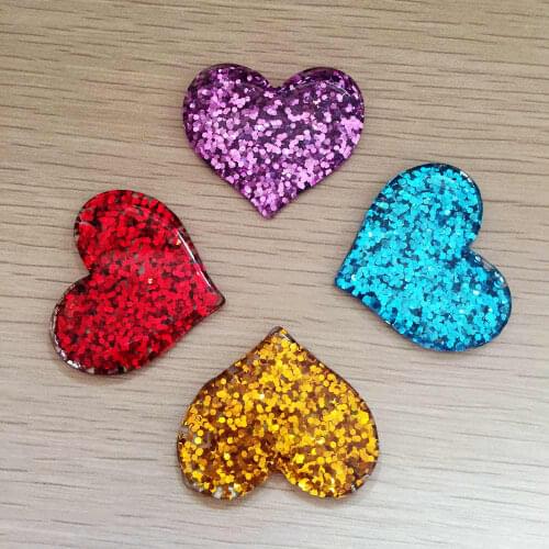 Glitters 36mm Heart-Button Cabochon Resin Rhinestone Shiny Crafts Scrapbook Diy Accessories 8pcs -HZ37