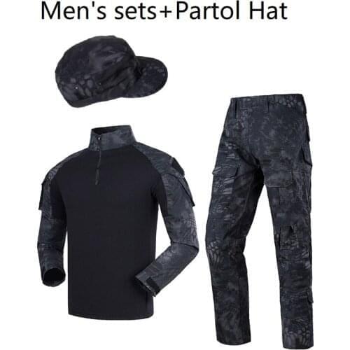 Black camouflage Uniform Military Uniform Camouflage Suit Tactical Clothing Tactical Suit Tactical Pants Cap For Men Balaclava