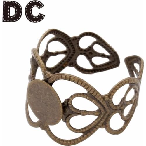 DC 10PCS/lot Adjustable Blank Flower Ring Holder Fit 8mm Cabochon Setting Cameo Base Handmate DIY Ring Jewelry Making