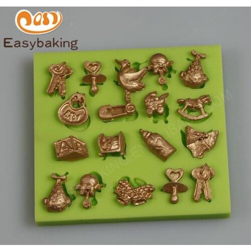 Baby Toys Series Fondant Silicone Mold Family DIY Cake Decorating Mould Baking Tools Microwave Safe