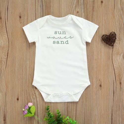 Baby Summer Rompers, Toddlers Letters Print O-Neck Short Sleeves Jumpsuit with Crotch Button for Girls, Boys, 3-24 Months