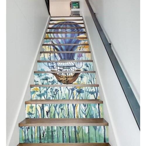 Dropship Colomac Wallpaper Bedroom 13pcs Cartoon Pattern Waterproof Stair Floor Stickers Self Adhesive Wallpaper Living Room