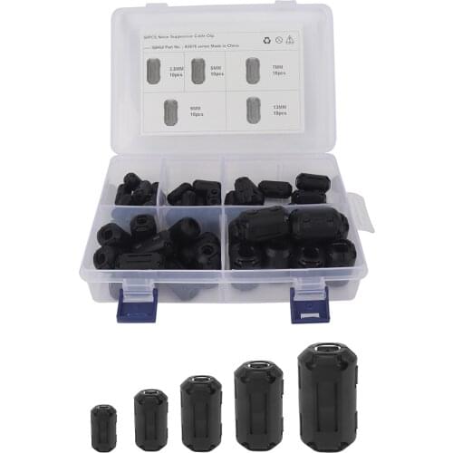 50pcs Clip-on Ferrite Ring Core Bead Choke RFI EMI Filter Noise Suppressor Cable Clip for USB Audio Video Cable Power Cord