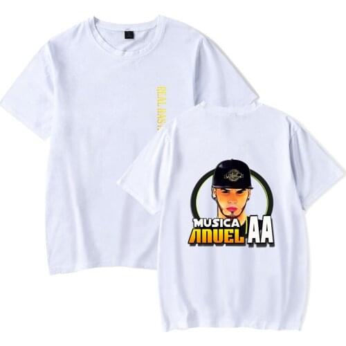 Cotton Tshirt Tee T-Shirt Print New Arrival Mens Fashion Summer Seventeen Short Unisex Young People O-Neck Anuel AA - White