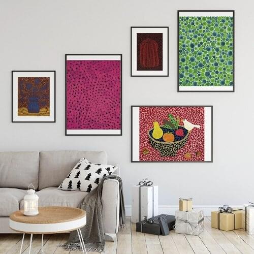 Yayoi Kusama Artwork Exhibition Posters and Prints Mushroom Wall Art Pictures Museum Canvas Painting for Living Room Home Decor