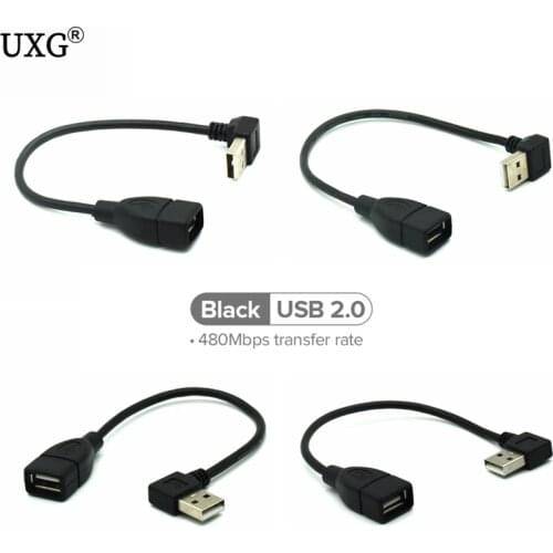 10cm 20cm 1m USB2.0 A Male to Female 90 Angled Extension Adaptor cable USB2.0 male to female right/left/down/up Black cable cord