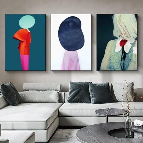 Modern Abstract Paintings Women Dress Portrait Fashion Poster Art Print Geisha Figure Pictures Canvas Decorative Wall Pictures