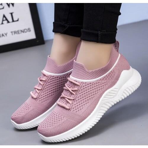 Shoes Woman Summer 2021 New Fashion Casual Shoes Woven Mesh Surface Breathable Light Running Sneakers