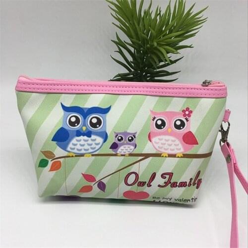 Cute Cartoon Owl Pencilcase Pen Pencil Bag PU Leather Cosmetic Bags Fashion Handbags Makeup Storage Coin Wallets Stationery Gift